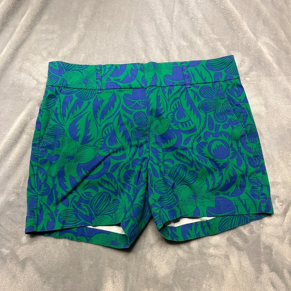 Talbots Womens Green Blue Floral Print‎ Daily Shorts 8 Coastal Grandma Aholagirl
